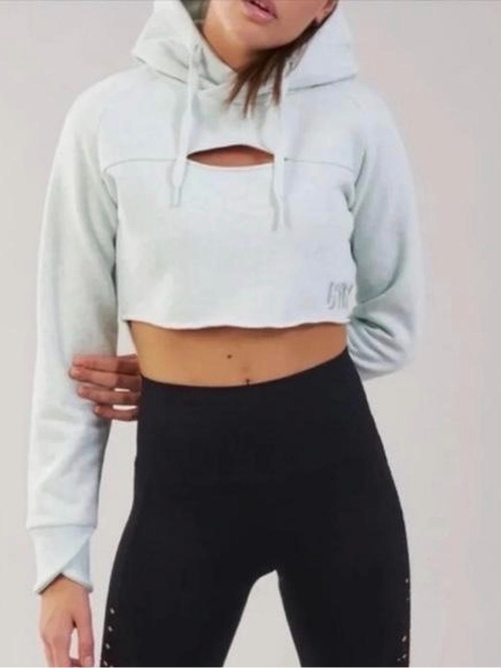 Gymshark UK Light MINT Cropped Hoodie Sweatshirt size M